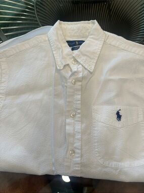 Ralph Lauren White Button-Down Oxford Shirt with Navy Pony
